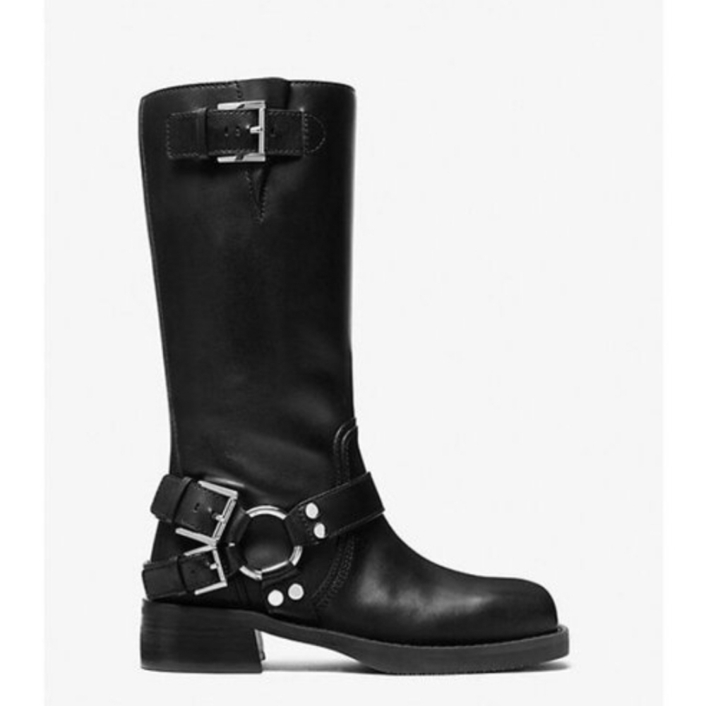 MICHAEL Michael Kors Crosby Black Leather Moto Boots sz 6.5 - Picture 4 of 14